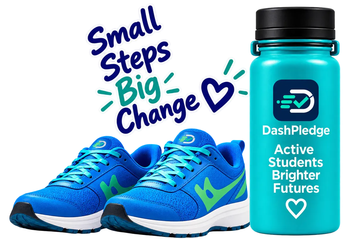 Move-a-thon running shoes and water bottle
