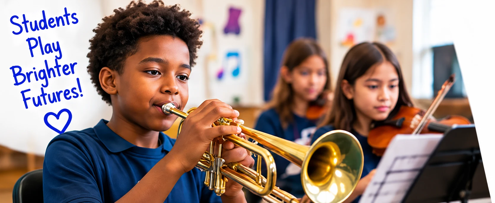 Students performing music during a Music Challenge