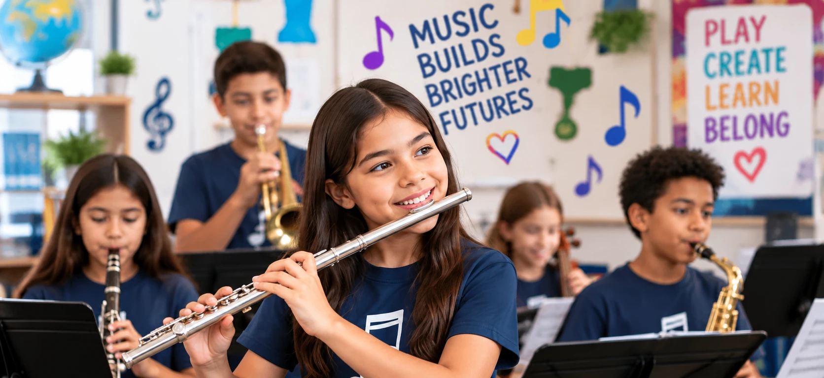 Students making music during a DashPledge Music Challenge