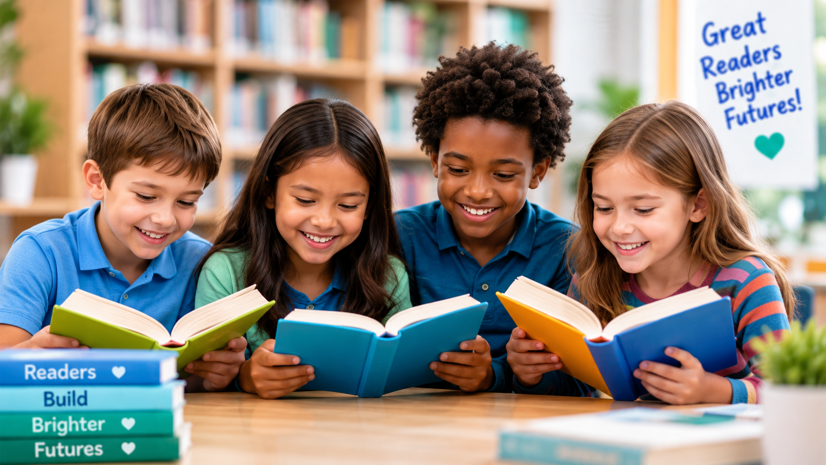 Kids reading together during a read-a-thon