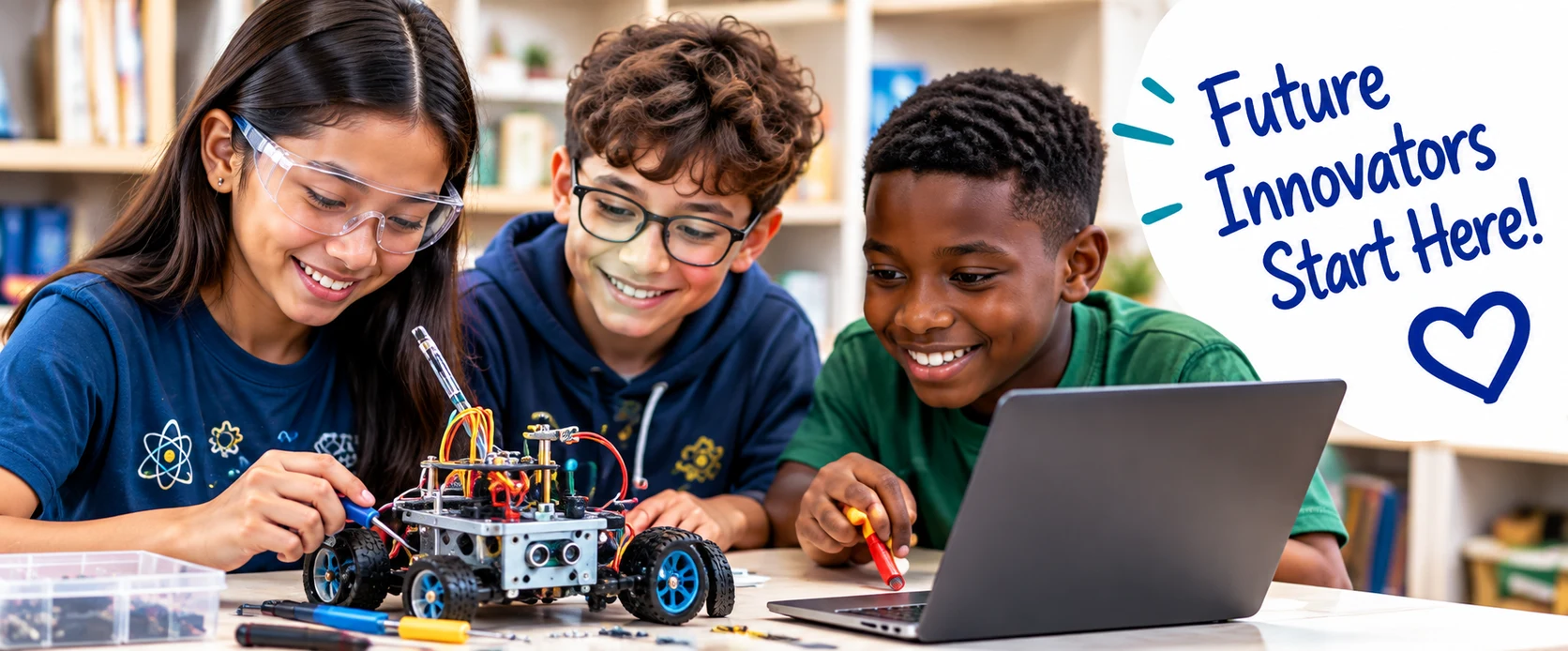 Students collaborating on a STEM project